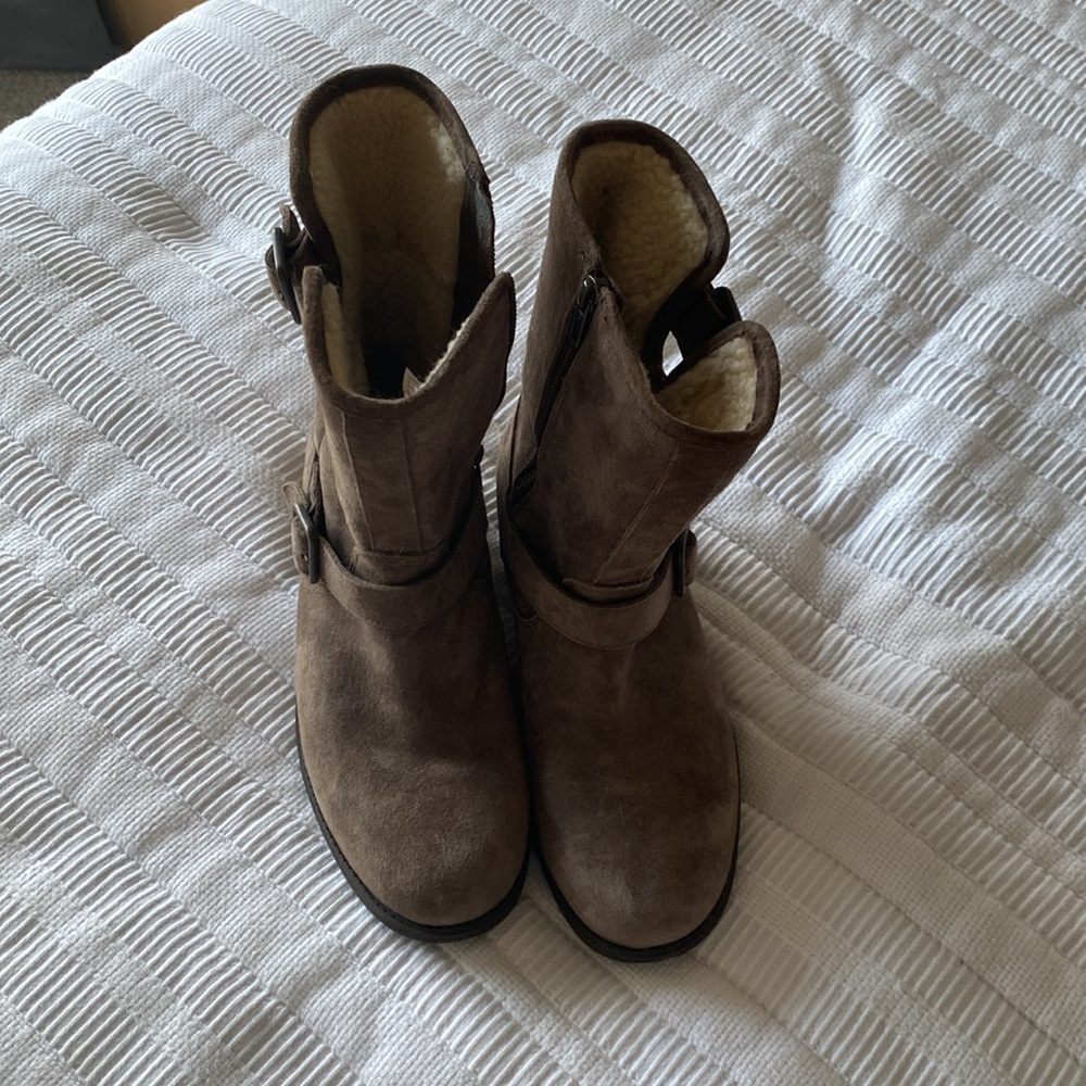 UGG Tan Suede Heeled Boots - Picture 3 of 7